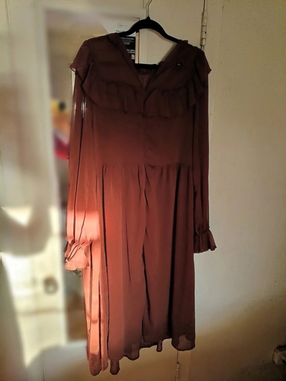 Ruffle Maxi Dress in Brown